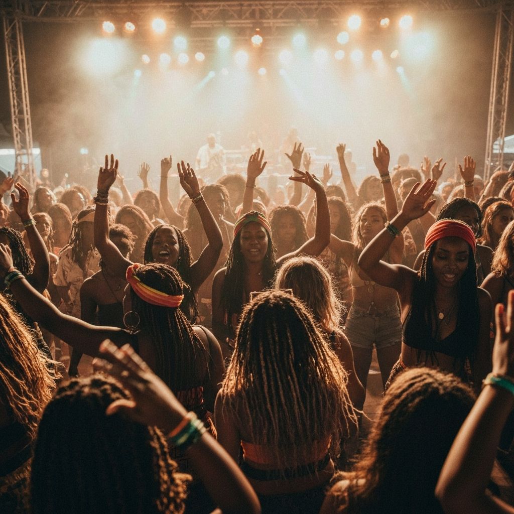 Crowd dancing on reggae night
