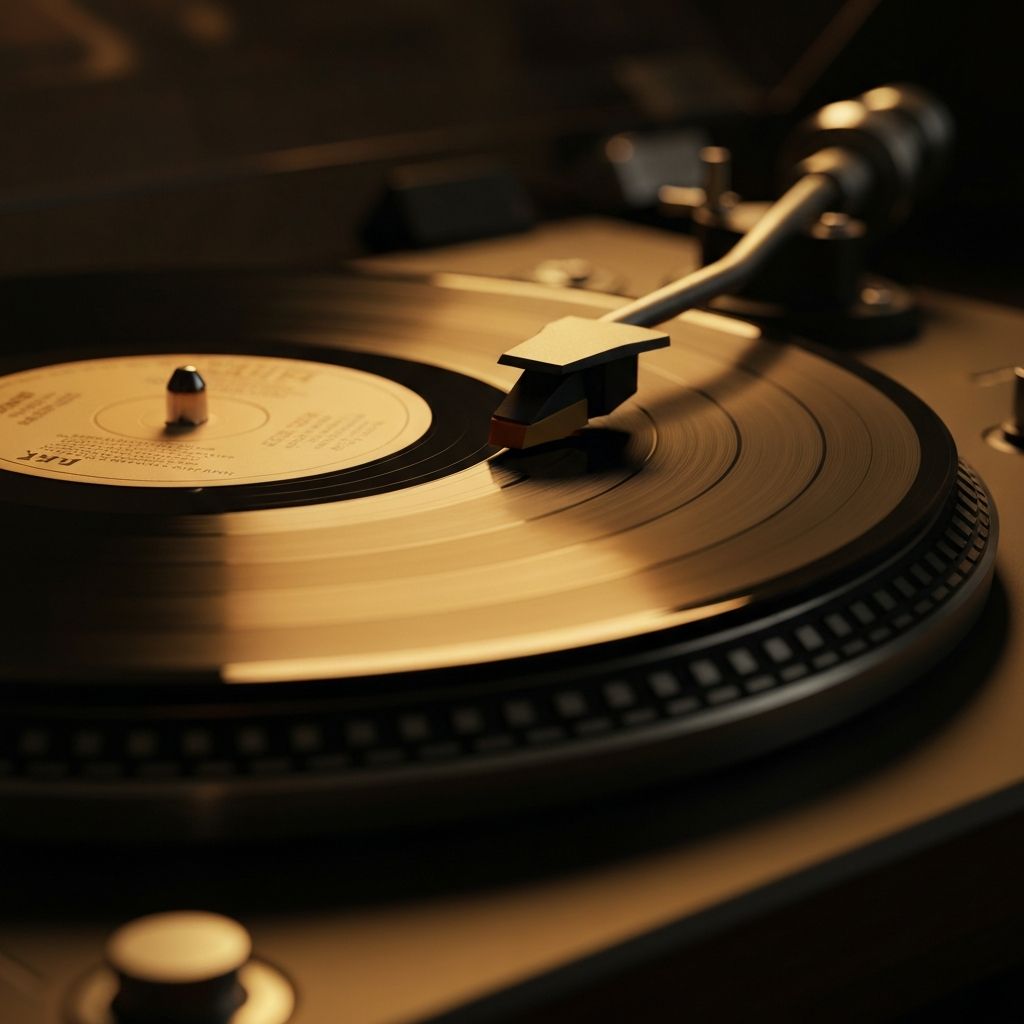Vinyl spinning on turntable